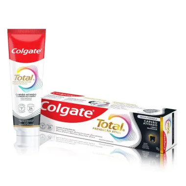 Creme Dental Colgate Total Preven&ccedil;&atilde;o Ativa Carv&atilde;o Ativado 90g