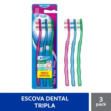Escova Dental Sorriso Tripla Macia Leve 3 Pague 2