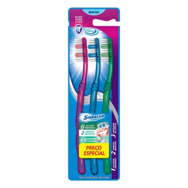 Escova Dental Sorriso Tripla Macia Leve 3 Pague 2