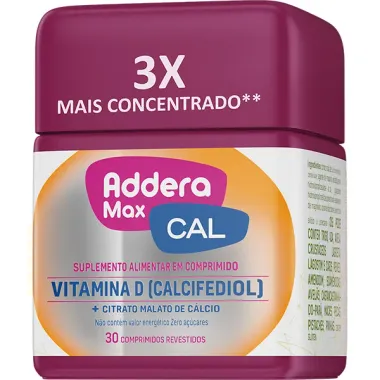 Addera Max Cal Vitamina D com 30 Comprimidos Revestidos Frasco