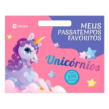 Livro Meus Passatempos Favoritos Unicórnios Culturama com 100 Adesivos