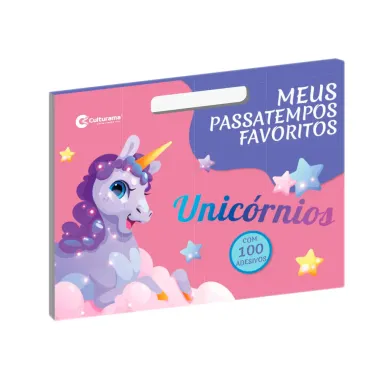 Livro Meus Passatempos Favoritos Unicórnios Culturama com 100 Adesivos