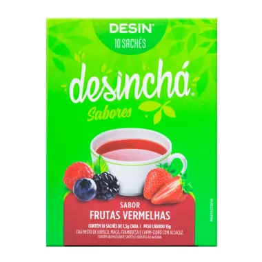 Chá Desinchá Sabores Frutas Vermelhas 10 Sachês com 1,5g Cada