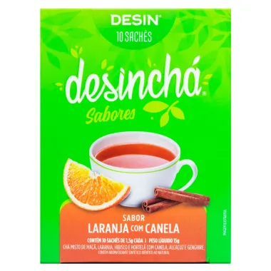 Chá Desinchá Sabores Laranja com Canela 10 Sachês com 1,5g Cada