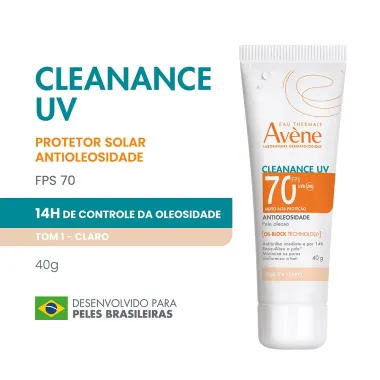 Protetor Solar Av&egrave;ne Cleanance UV FPS70 Tom 1 Claro 40g