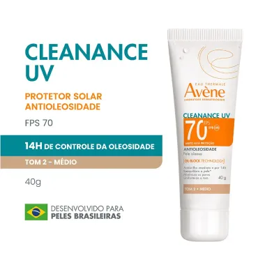 Protetor Solar Av&egrave;ne Cleanance UV FPS70 Tom 2 M&eacute;dio 40g