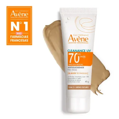 Protetor Solar Av&egrave;ne Cleanance UV FPS70 Tom 3 M&eacute;dio Escuro 40g