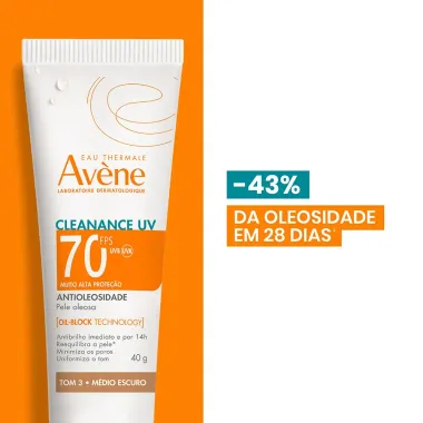 Protetor Solar Av&egrave;ne Cleanance UV FPS70 Tom 3 M&eacute;dio Escuro 40g