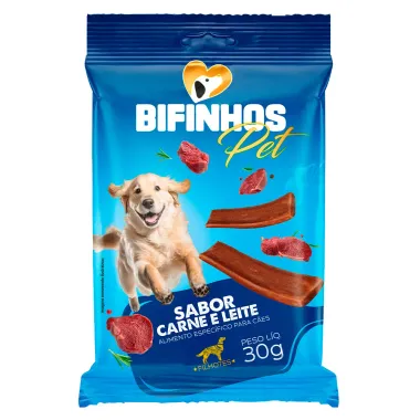 Bifinhos Pet para Cães Filhotes Sabor Carne e Leite 30g