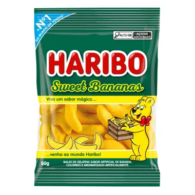 Balas de Gelatina Haribo Sweet Bananas 80g Sachê