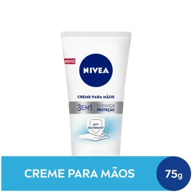 Creme para M&atilde;os Nivea 3 em 1 A&ccedil;&atilde;o Antibacteriana 75g