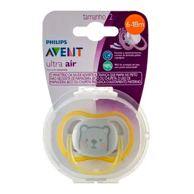 Chupeta Philips Avent Ultra Air Urso 6 a18 Meses Tamanho 2 com 1 Unidade