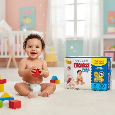 Fralda Turma Mônica Baby Giga Tamanho G 80 Unidades Leve Mais e Por Menos