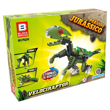 Blocos de Montar BlockBrinq Período Jurássico Velociraptor