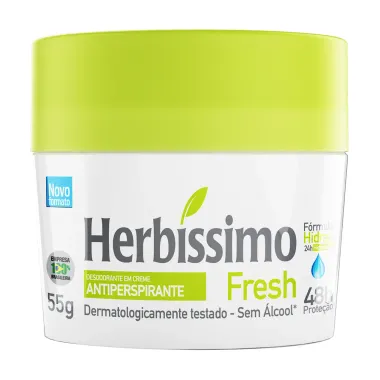 Desodorante em Creme Herbíssimo Fresh Antiperspirante 48h sem Álcool 55g