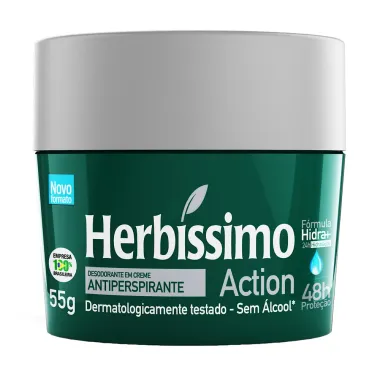 Desodorante em Creme Herbíssimo Action Antiperspirante 55g Pote