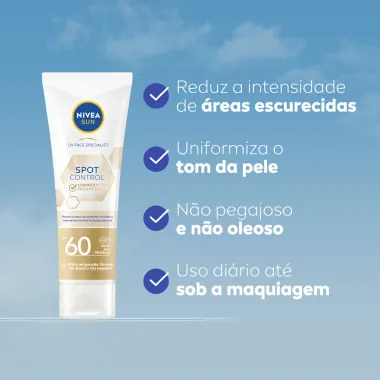 Protetor Solar Facial Fluido Nivea Sun Spot Control Luminous 630 FPS 60 40ml