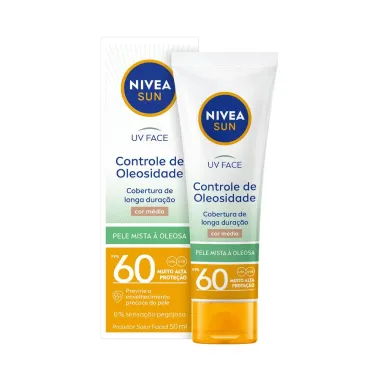 Protetor Solar Facial Nivea Sun Beauty Expert Controle de Oleosidade FPS 60 Cor Média 50g