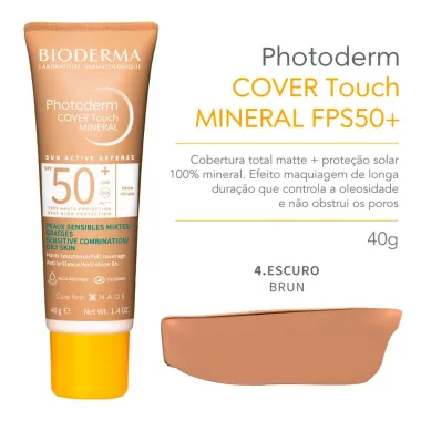 Protetor Solar Facial Photoderm Cover Touch Mineral FPS 50+ Cor Escuro 40g