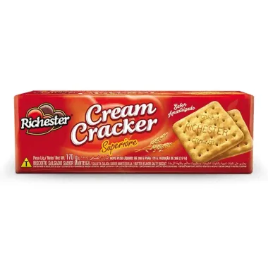 Biscoito Richester Cream Cracker Superiore Sabor Amanteigado 170g