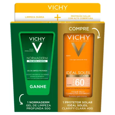 Kit Vichy Protetor Solar Idéal Soleil Clarify Clara FPS 60 40g Pack