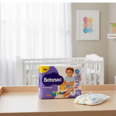 Fralda Infantil Babysec Premium Hiper XG com 56 Unidades