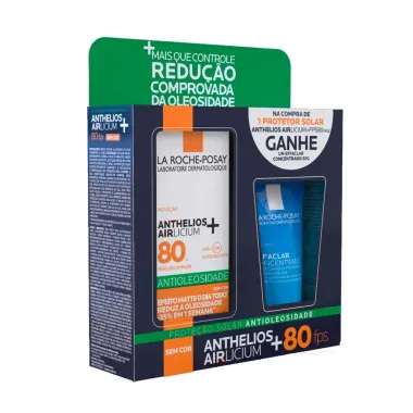 Anthelios Airlicium FPS80 Protetor Solar Sem Cor Antioleosidade 40g e Effaclar Concentrado 50g