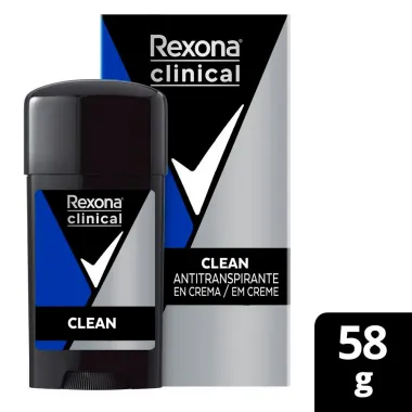 Desodorante Antitraspirante Rexona Clinical Creme Clean 96h com 58g