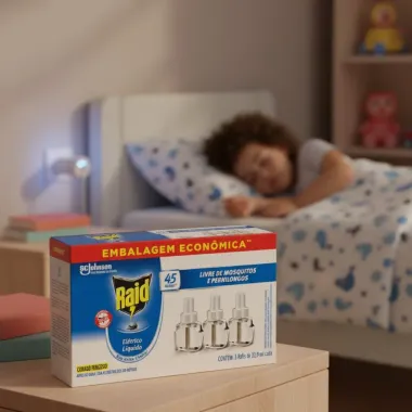 Repelente Elétrico Líquido Raid 45 Noites Refil 3 Unidades de 32,9ml Cada