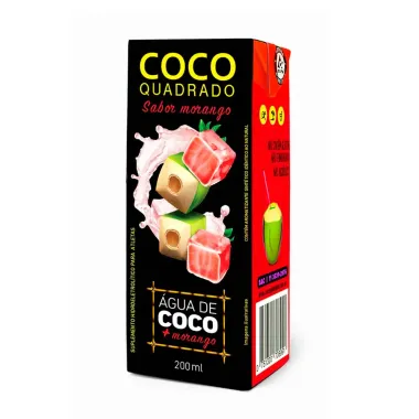 Água de Coco Sabor Morango Coco Quadrado 200ml