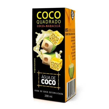 Água de Coco Sabor Maracujá Coco Quadrado 200ml