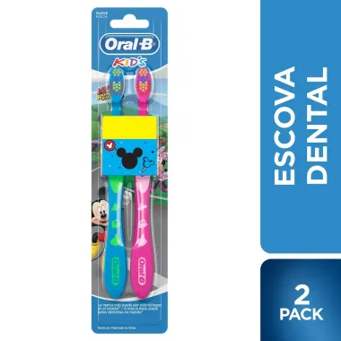 Escova Dental Oral B Kids Disney Mickey Cores Sortidas com 2 Unidades