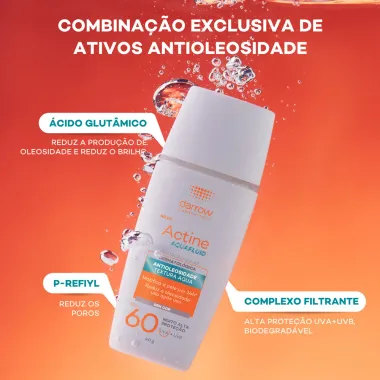 Protetor Solar Actine Aquafluid FPS 60 sem Cor 40g