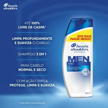 Shampoo Anticaspa Head & Shoulders Men 3 em 1 650ml