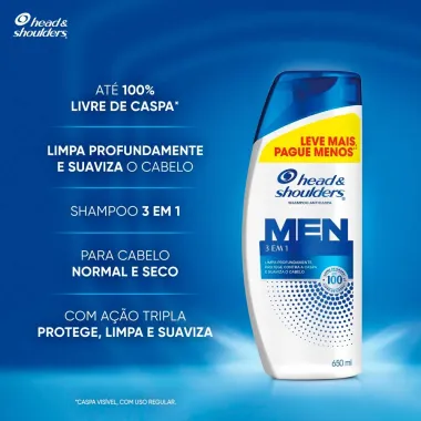 Shampoo Anticaspa Head & Shoulders Men 3 em 1 650ml