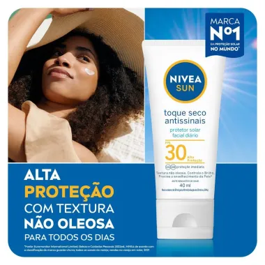 NIVEA SUN Protetor Solar Facial Toque Seco Antissinais FPS 30 40ml 2