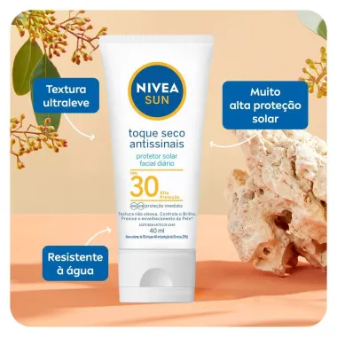 NIVEA SUN Protetor Solar Facial Toque Seco Antissinais FPS 30 40ml_3