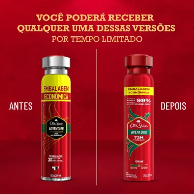 Desodorante Old Spice Adventure Valentia e Madeira Spray Antitranspirante 200ml Embalagem Econômica