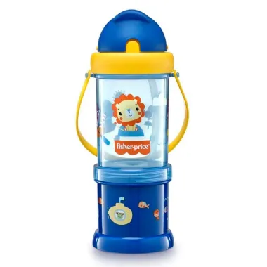 Copo com Porta Snacks Fisher Price Playful Sunset Antivazamento 12+ Meses Cor Azul 300ml