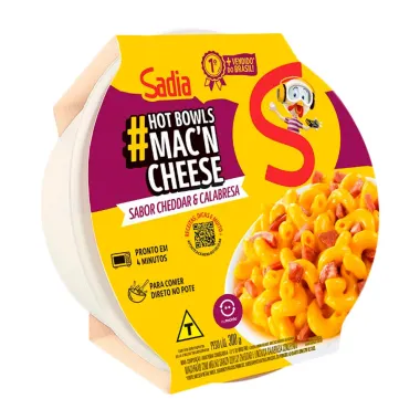 Mac'n Cheese Sadia Sabor Cheddar e Calabresa Hot Bowls 300g