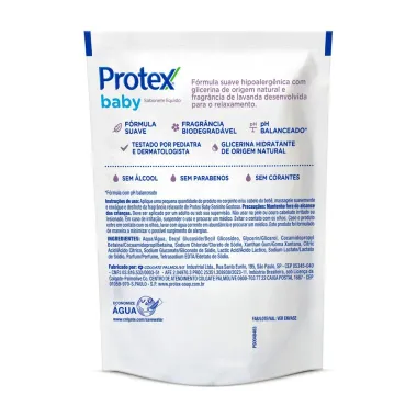 Sabonete L&iacute;quido Protex Baby da Cabe&ccedil;a aos P&eacute;s Lavanda Refil 180ml