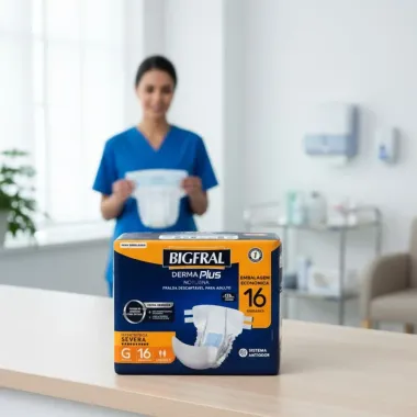 Fralda Geriátrica Bigfral Derma Plus Noturna Unissex Tamanho G  Descartável com 16 Unidades
