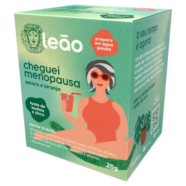 Chá Matte Leão Cheguei Menopausa Amora e Laranja Sachê 20g