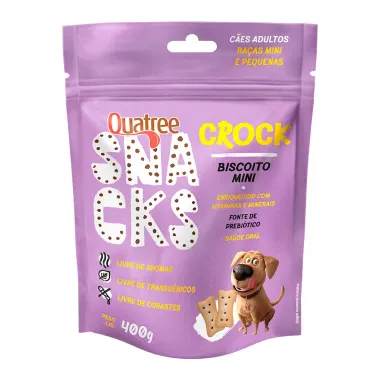 Snacks Biscoito Mini Quatree Crock para Cães Adultos Raças Mini e Pequenas 400g