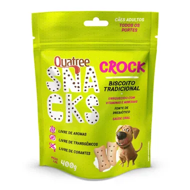 Snacks Biscoito Quatree Crock Tradicional para Cães Crock Adultos Todos os Portes 400g