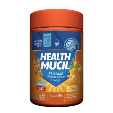 Health Mucil Psyllium 0,562g/g Health Labs Sabor Laranja 174g