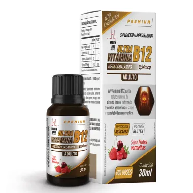 Vitamina B-12 Health Labs 9,94mcg Sabor Frutas Vermelhas com 30ml