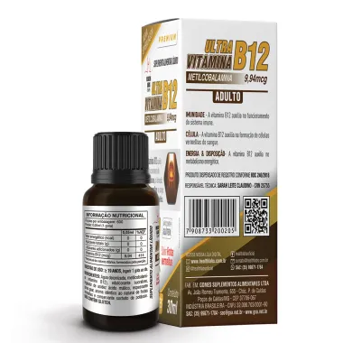 Vitamina B-12 Health Labs 9,94mcg Sabor Frutas Vermelhas com 30ml