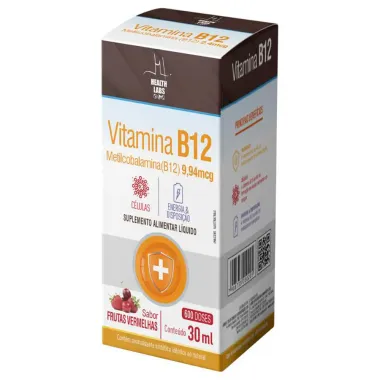 Vitamina B-12 Health Labs 9,94mcg Sabor Frutas Vermelhas com 30ml