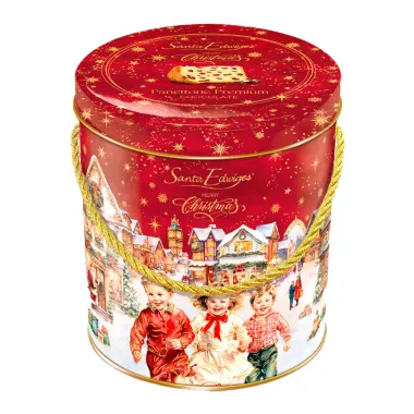 Panettone Premium Santa Edwiges Gotas Chocolate Merry Christmas Lata 400g